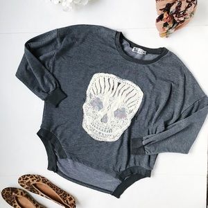 - 3/$20 Body Line Lace Skull Sweatshirt